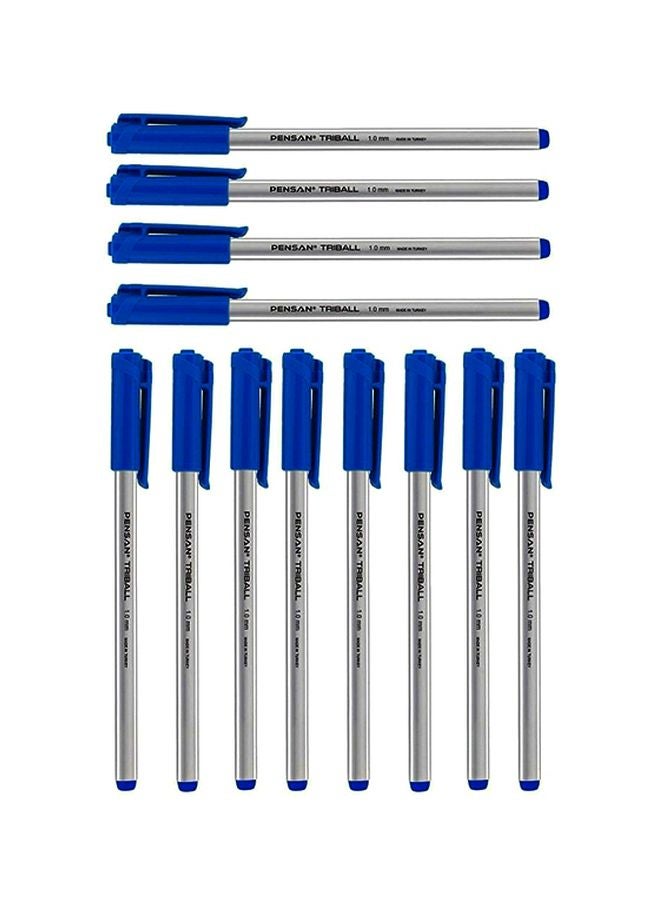 Pensan 12-Piece TriBall Ballpoint Pen Set Blue 