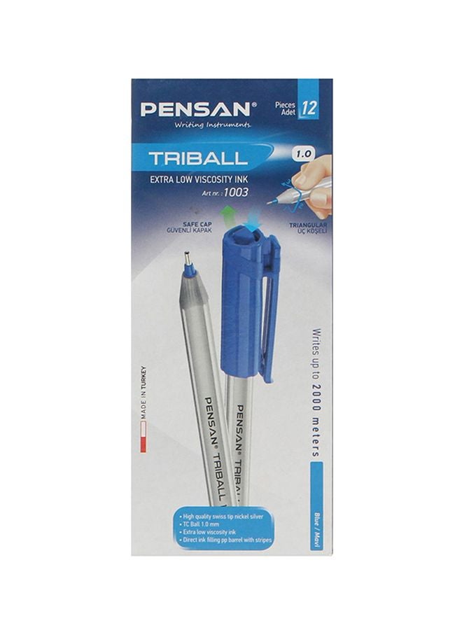 Pensan 12-Piece TriBall Ballpoint Pen Set Blue  - Image 2
