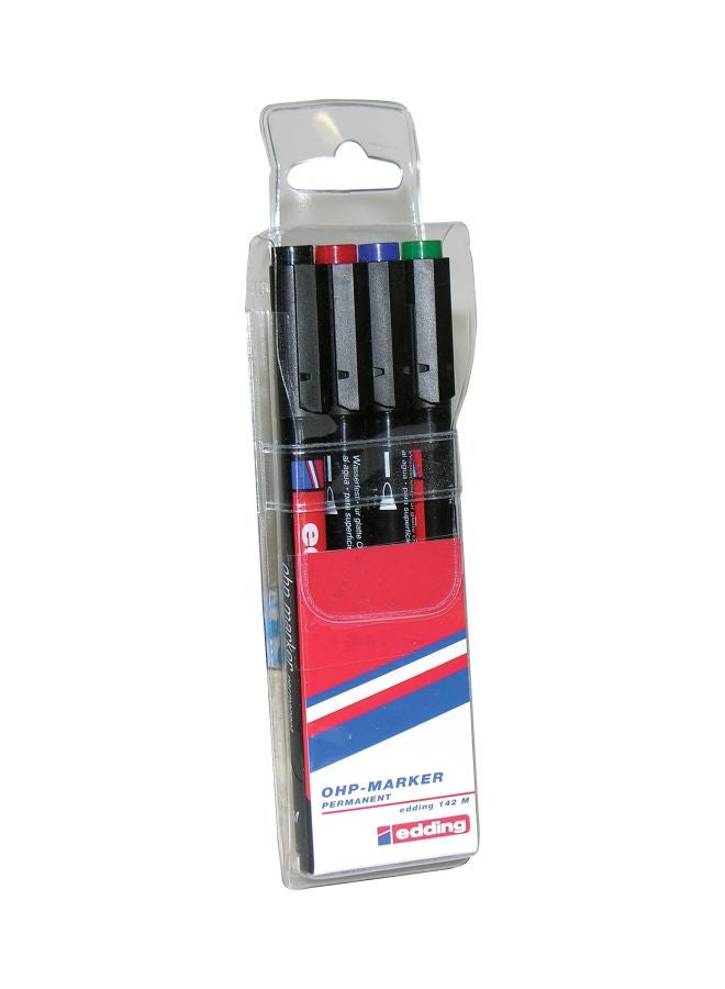 إدينغ مجموعة أقلام ماركر دائم أو إتش بي بسن مستدير مكونة من 4 قطع متعدد الألوان