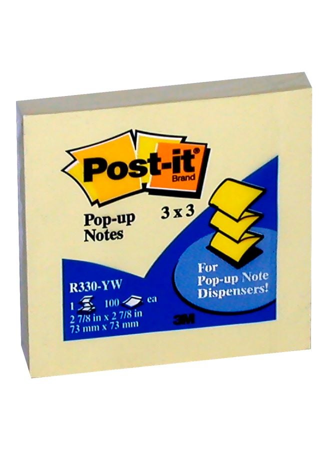 ثري ام طقم أوراق ملاحظات لاصقة بوست إت مكون من 100 قطعة أصفر