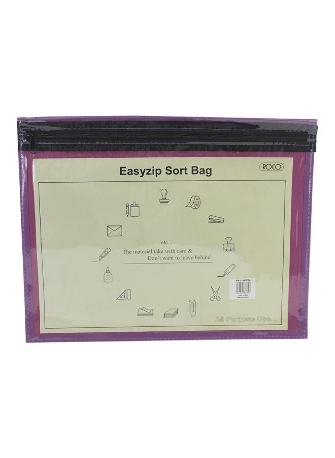 ROCO Single Pocket Zip Pouch Purple/Clear