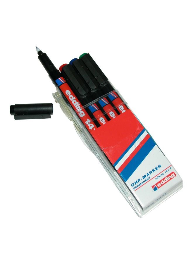 4-Piece 141F Fine Tip Marker Set Black/Blue/Green