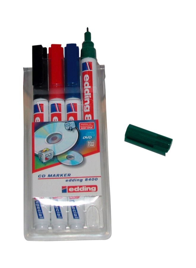 إدينغ طقم أقلام ماركر بحبر ثابت مناسب للكتابة على أقراص سي دي من 4 قطع أزرق / أخضر / أحمر