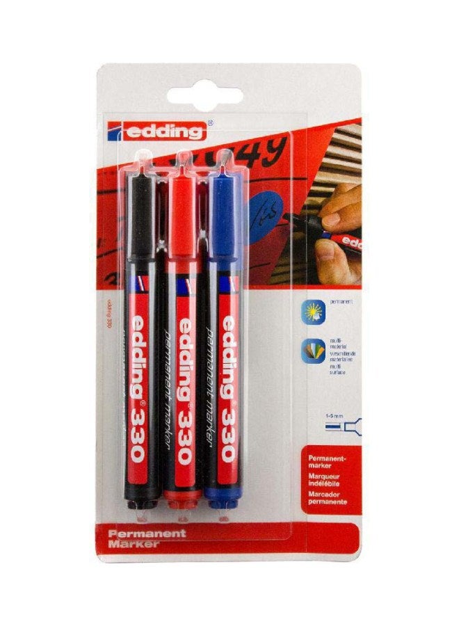 330 Chisel Tip Permanent Marker Black/Red/Blue