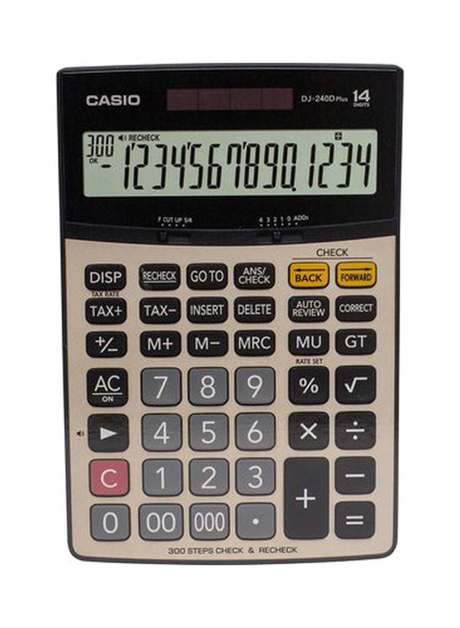 كاسيو آلة حاسبة أساسية بشاشة سعة 14 رقم طراز DJ-240D أسود/ فضي - Image 1