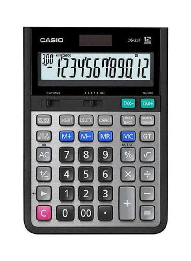 آلة حاسبة أساسية بشاشة سعة 12 رقم طراز DS-2JT أسود/ رمادي