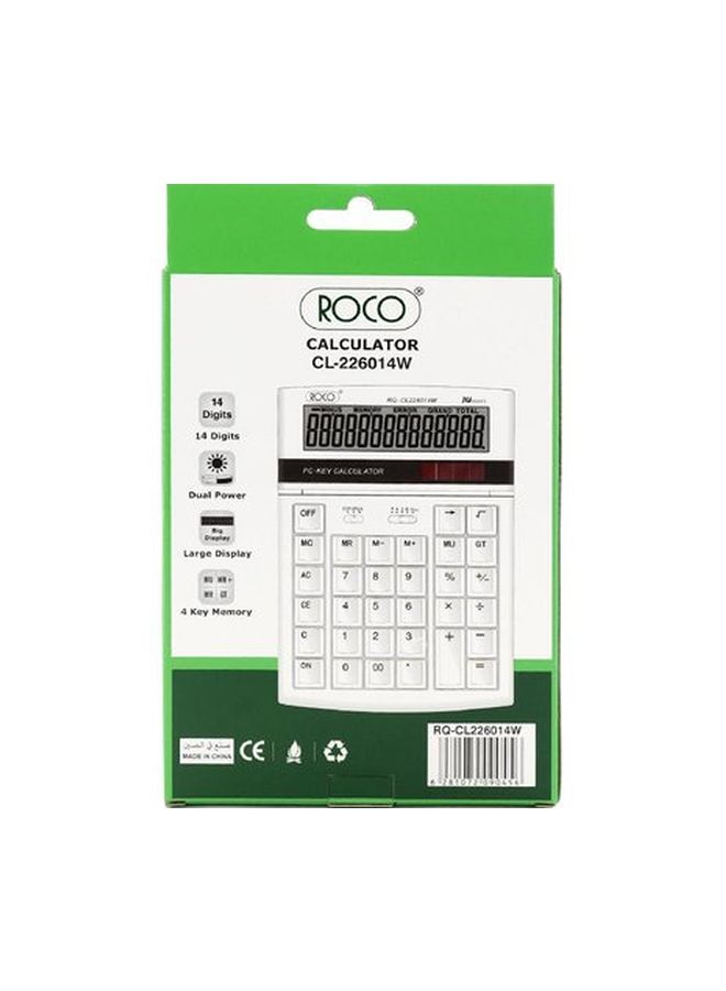 روكو آلة حاسبة أساسية بشاشة سعة 14 رقماً أبيض/ أسود - Image 3