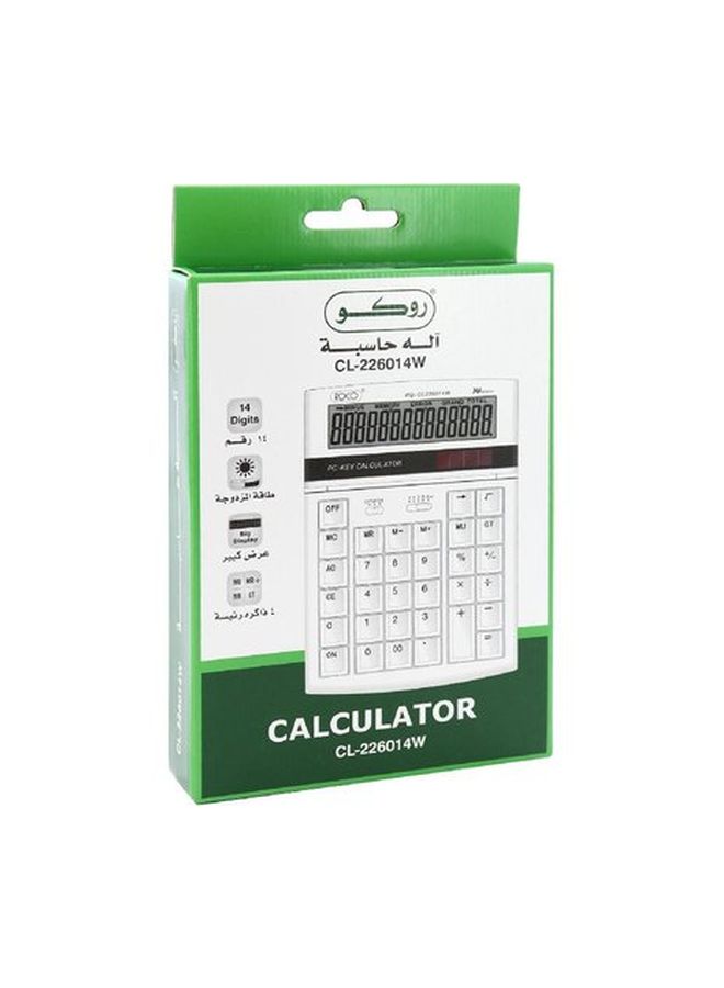 روكو آلة حاسبة أساسية بشاشة سعة 14 رقماً أبيض/ أسود - Image 4