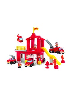 73-Piece Abrick Fire Station Play Set With A Clock Tower And A Helicopter 3026