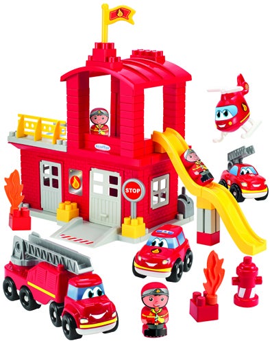 ecoiffier - 73-Piece Abrick Fire Station Play Set With A Clock Tower And A Helicopter 3026 - Image 1