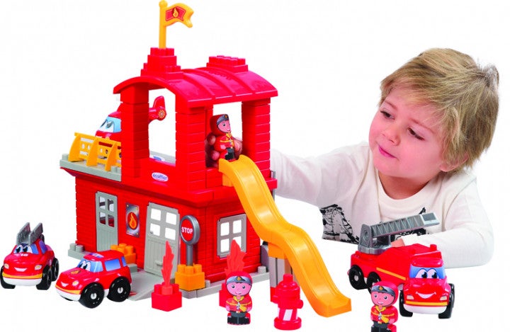 ecoiffier - 73-Piece Abrick Fire Station Play Set With A Clock Tower And A Helicopter 3026 - Image 1