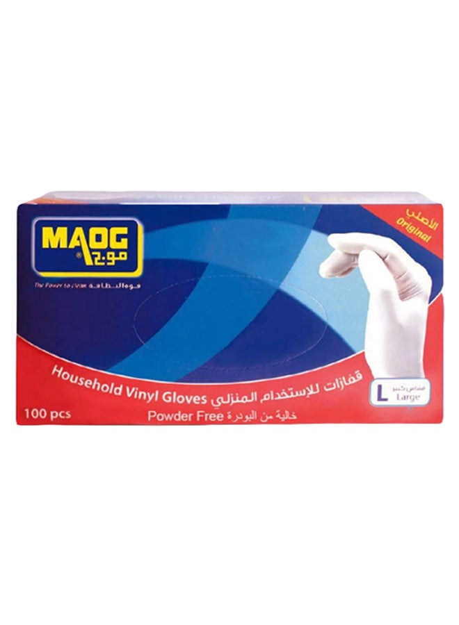 MOAG Household Vinyl Gloves, Size Large, 100 Piece White  - Image 2