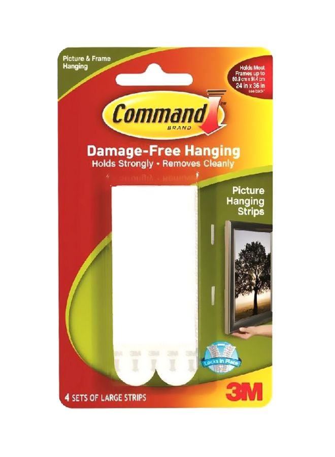 ثري ام 4 أشرطة كوماند لاصقة بمقاس كبير ومزودة بمثبت خلفي أبيض