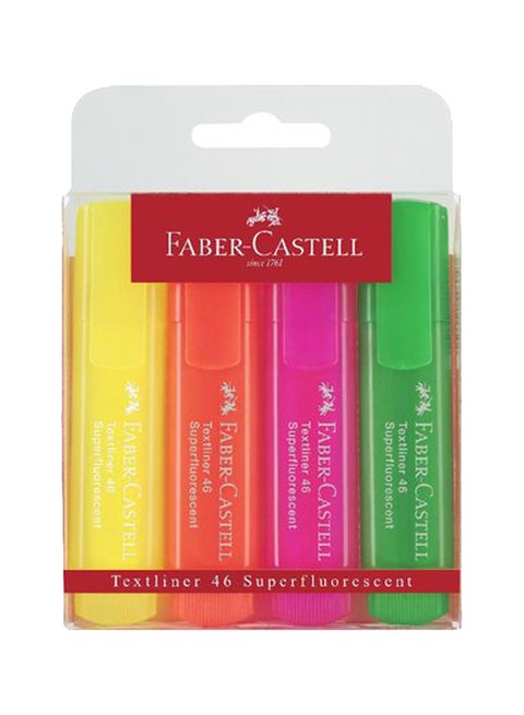 4-Piece Textliner Highlighter Multicolour