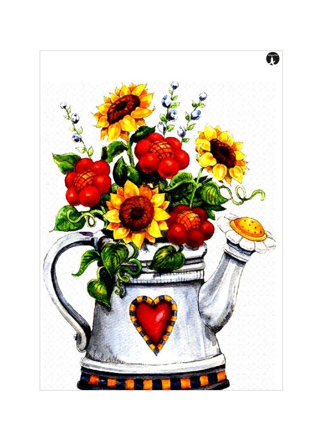 Floral Printed Metallic Plate Red/Green/Yellow 20x15cm