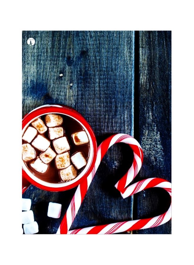 BP Coffee Themed Metallic Plate Blue/Red/White 20x15cm