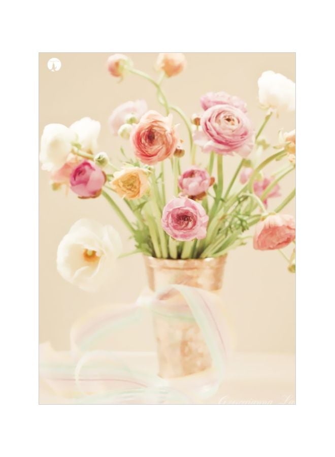 Floral Printed Metallic Plate Multicolour 20x15cm