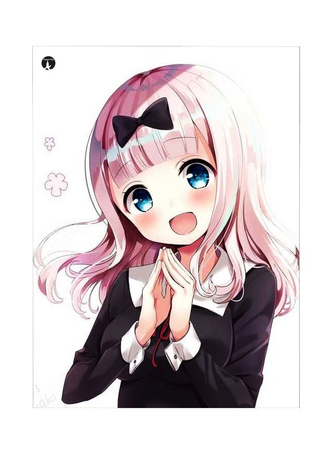 Animated Girl Printed Metallic Plate Black/Pink/White 20x15cm