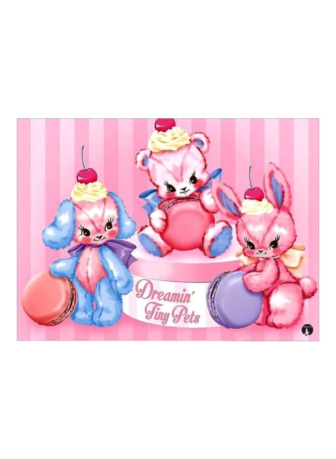 Cartoon Themed Metallic Plate Pink/Blue/Beige 20x15cm