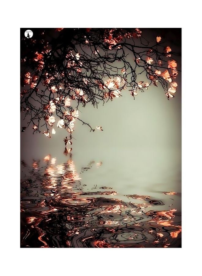 BP Pond Scene Themed Metallic Plate Grey/Beige/Black 20x15cm