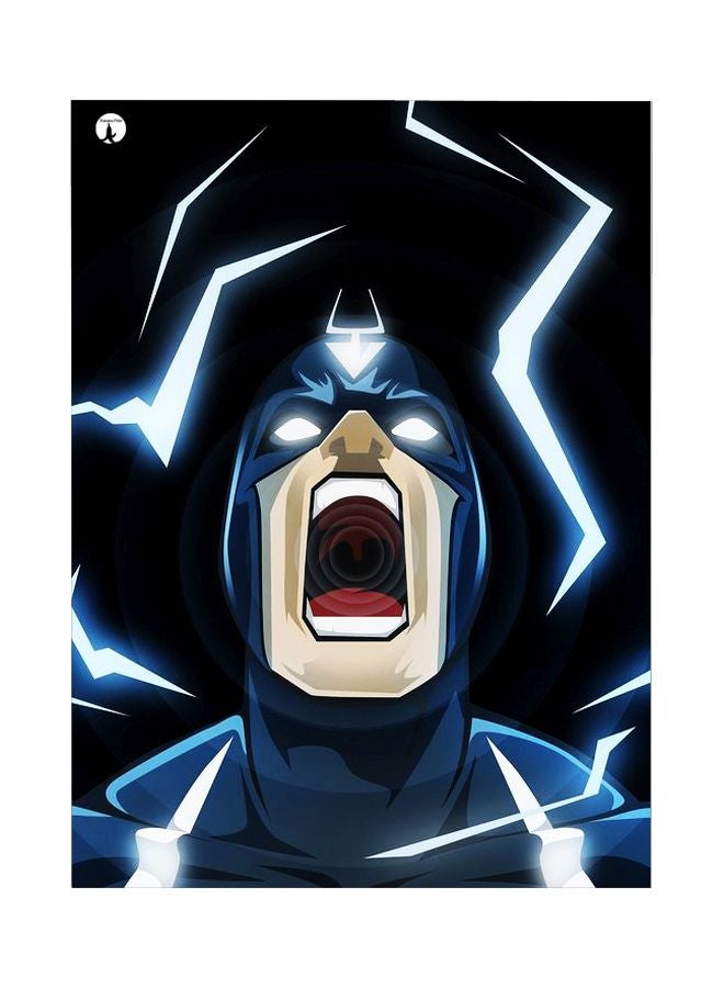 لوحة بنمط معدني بطبعة بطل خارق أسود/أزرق/بيج 20x15سم