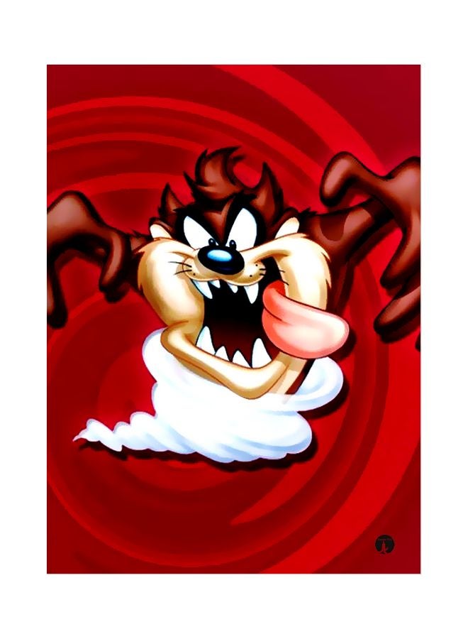 Tasmanian Devil Themed Metallic Plate Red/Beige/White 20x15cm