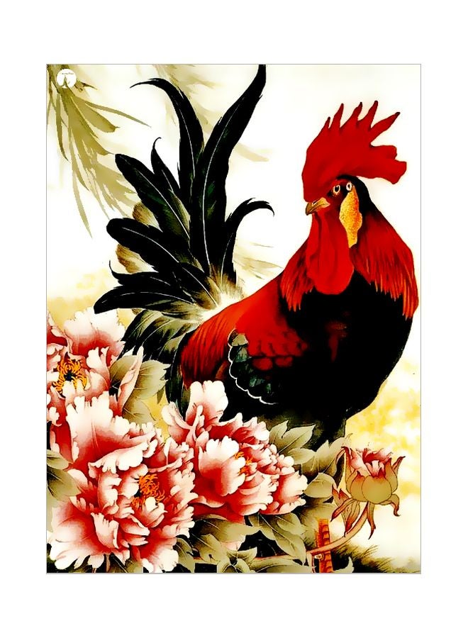 بي بي لوحة ديكور من المعدن بطبعة ديك رمادي / أحمر / أسود 20x15سم 