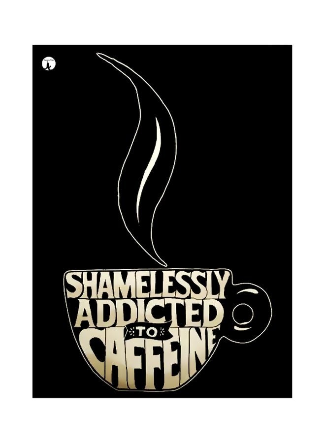 BP Shamelessly Addicted To Caffeine Themed Metallic Plate Black/Beige 20x15cm