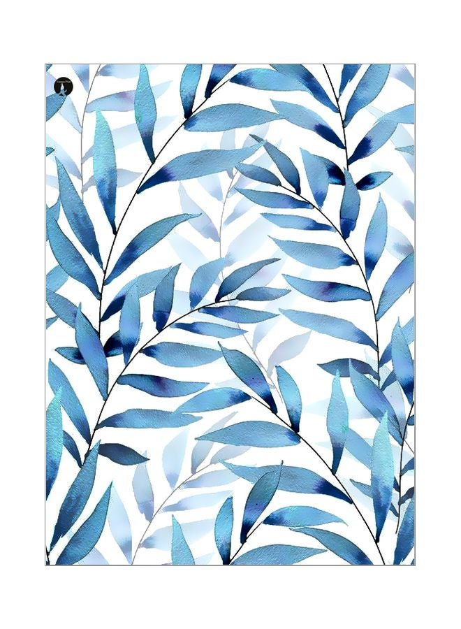 BP Leaves Themed Metallic Plate Blue/White 20x15cm 