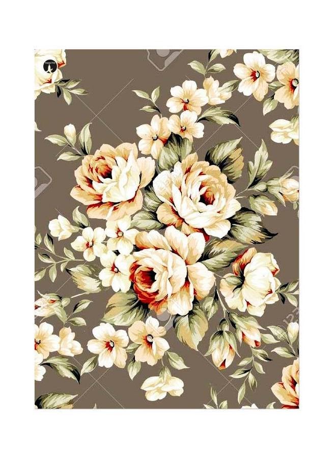 لوحة معدنية بنقشة الأزهار بيج/أبيض/أخضر 20x15سم