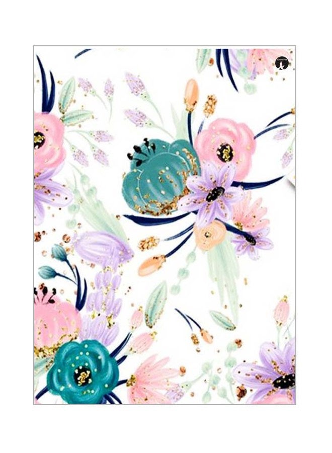 لوحة معدنية بنقشة الأزهار أخضر/ زهري/ أرجواني 20x15سم