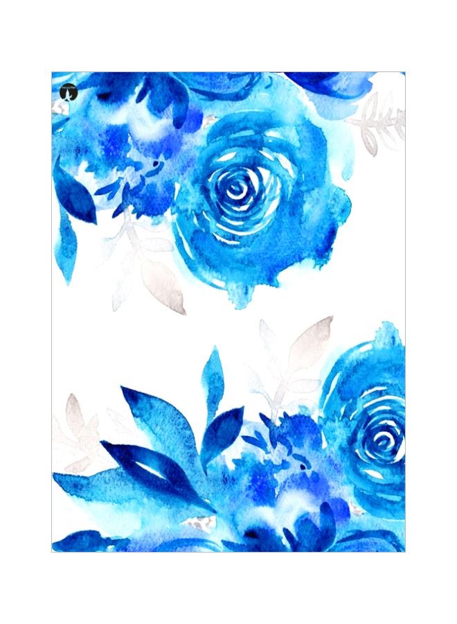 Floral Themed Metallic Plate Blue/White 20x15cm
