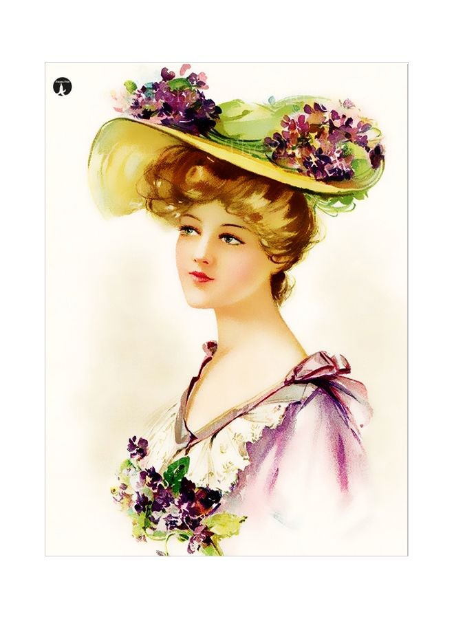 BP Woman Themed Metallic Plate Purple/Green/Brown 20x15cm