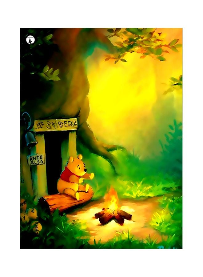 بي بي لوح من المعدن بتصميم رسومات كرتونية بني/أخضر/أصفر 20x15سم