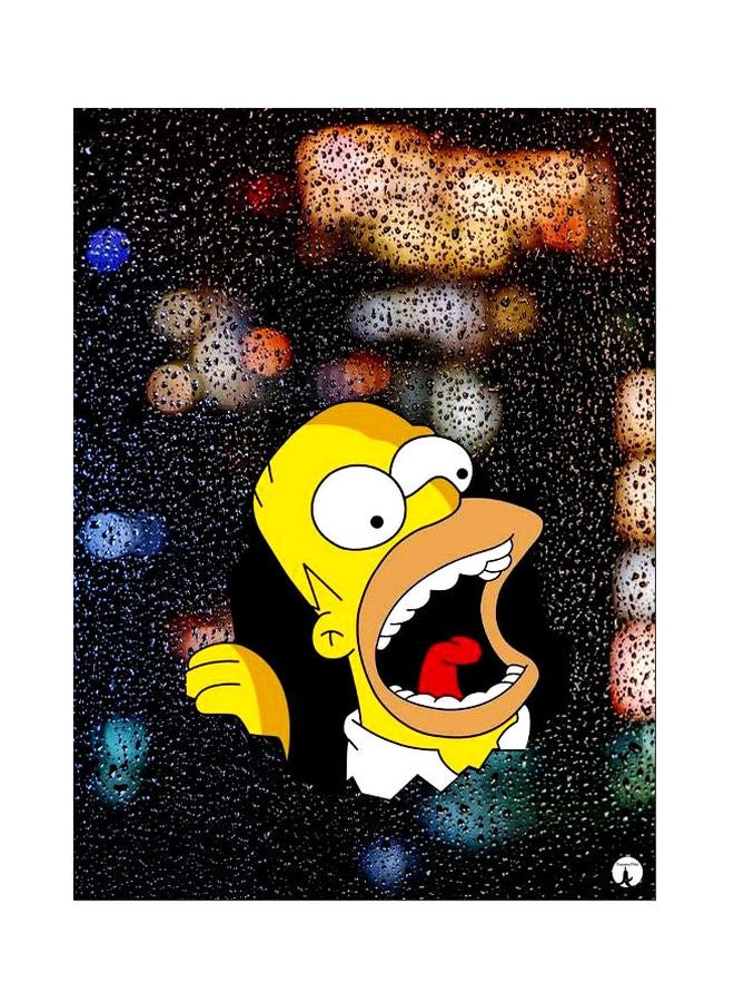 بي بي لوح من المعدن بتصميم رسومات كرتونية أسود/ أصفر/ أبيض 20x15سم