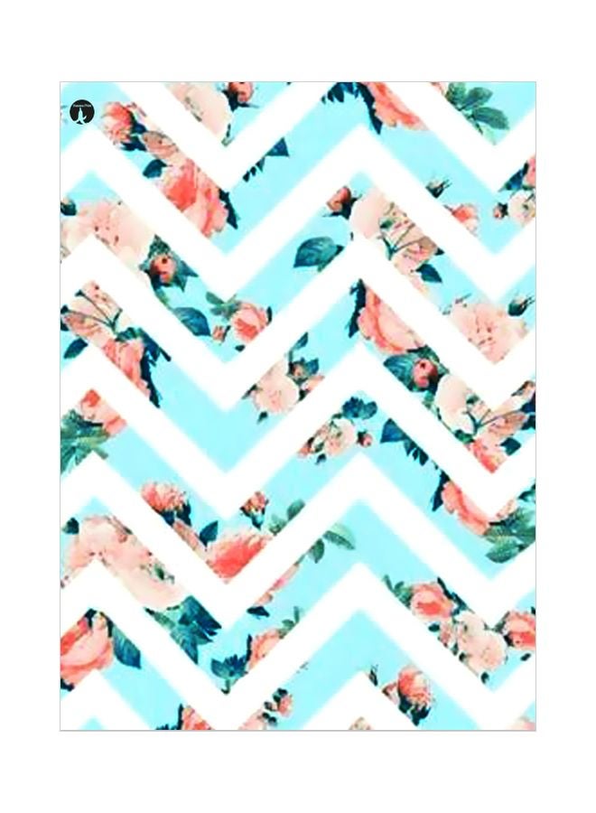 لوحة بنمط معدني بنقشة زهور أبيض/أزرق/وردي 20x15سم