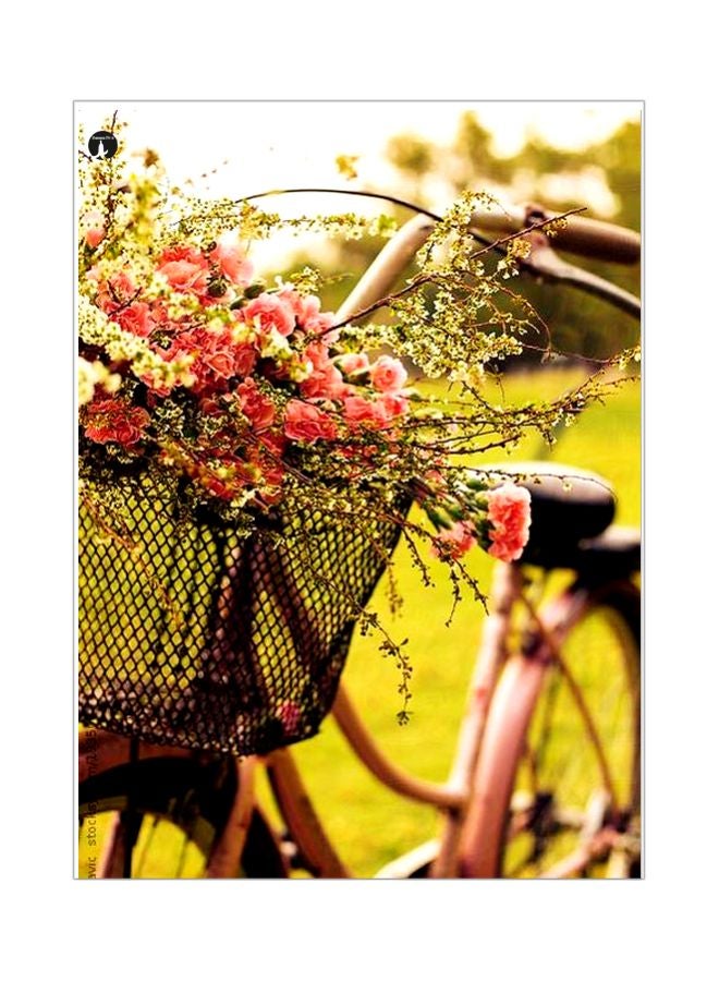 Flower Themed Metallic Plate Green/Pink/Black 20x15cm