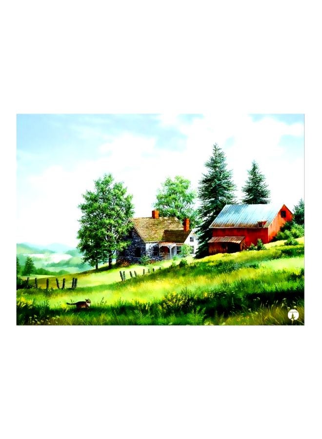 Nature Themed Metallic Plate Green/Blue/Brown 20x15cm