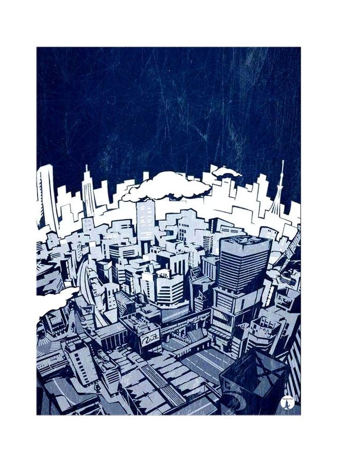 BP City Themed Metallic Plate Blue/White 20x15cm 