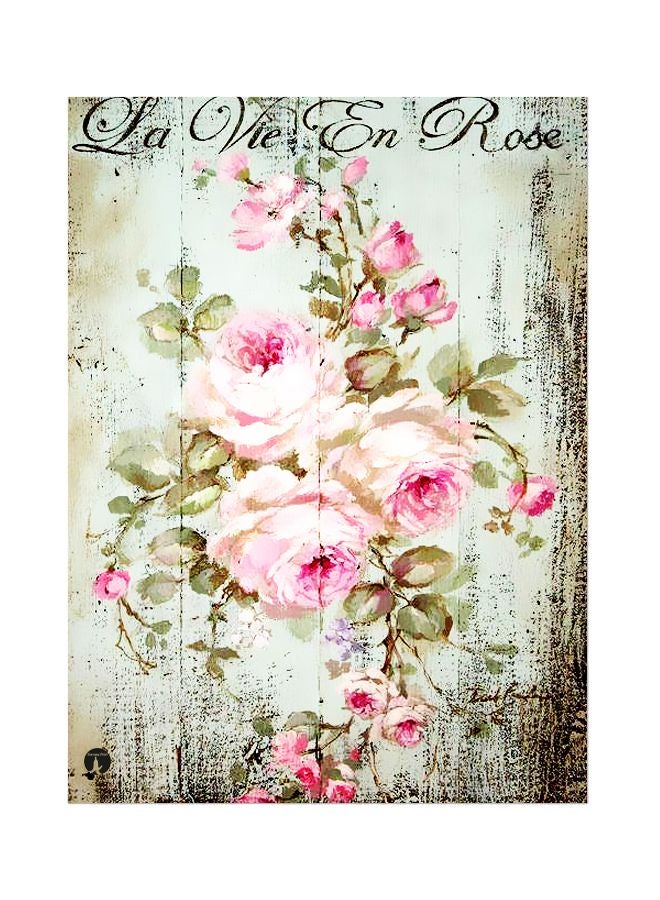 BP Flower Themed Metallic Plate Pink/Green/Blue 20x15cm