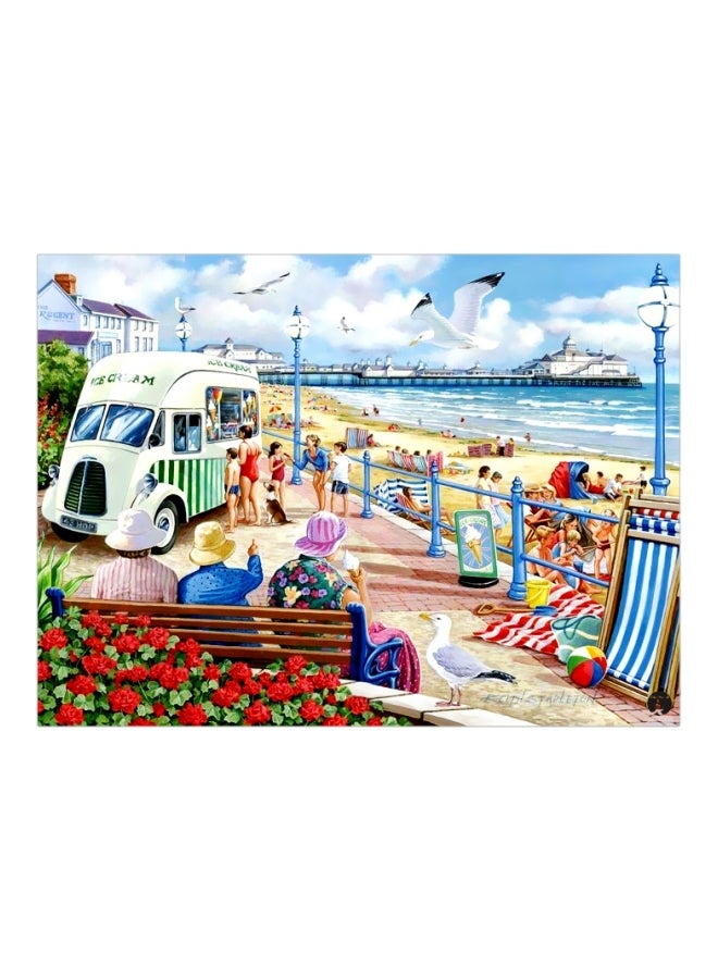 بي بي لوحة معدنية لمشهد شاطىء البحر أزرق/أصفر/أحمر 20x15سم