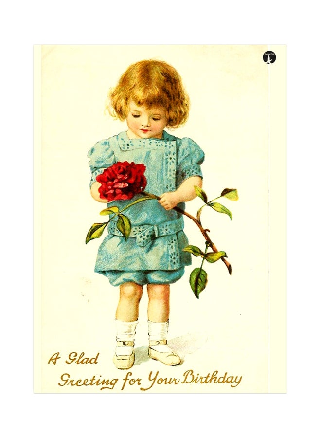 لوحة بنمط معدني بتصميم مطبوع بعبارة "A Glad Greeting For Your Birthday" أصفر/أخضر/أحمر 20x15سم