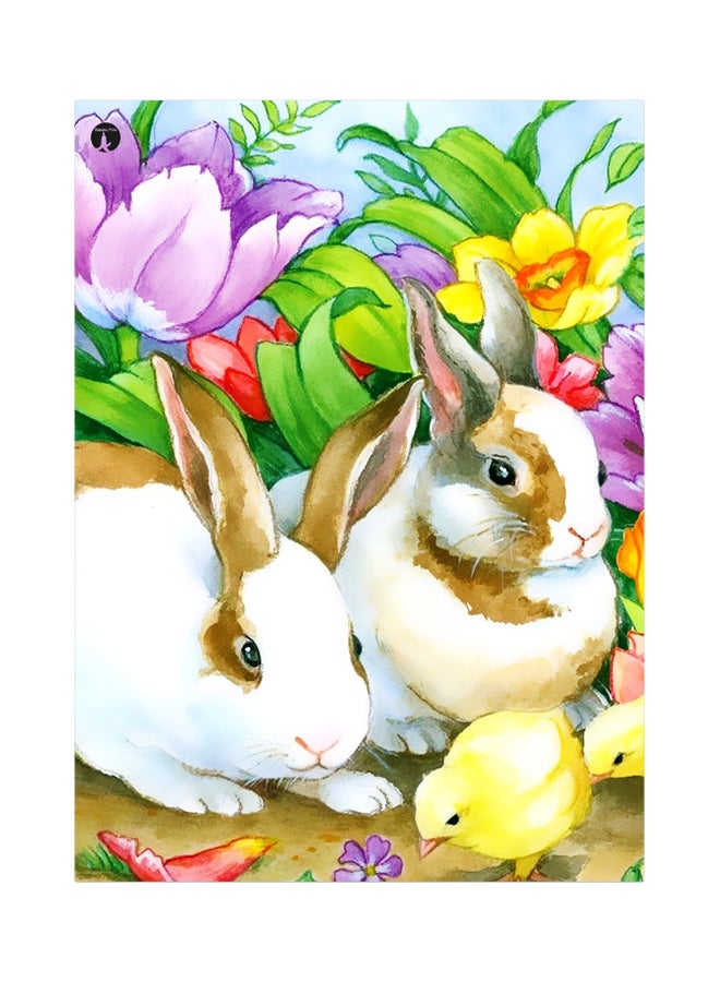 بي بي لوح من المعدن بتصميم أرنب أبيض/ أصفر/ أرجواني 20x15سم