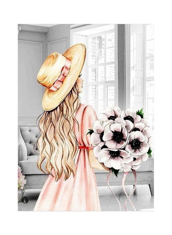 بي بي لوح من المعدن بتصميم فتاة رمادي/وردي/بيج