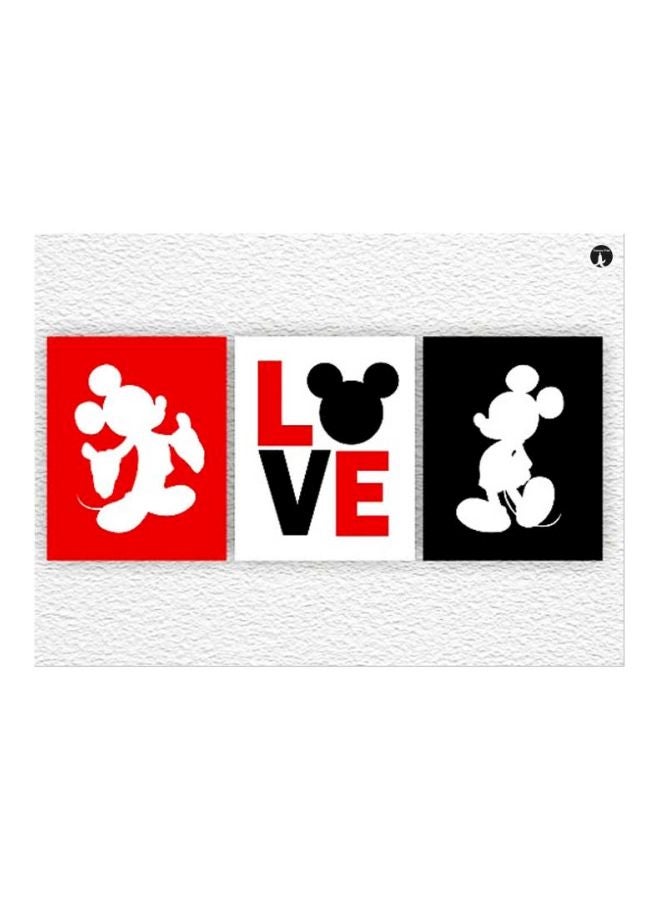 لوحة بنمط معدني بتصميم مطبوع بكلمة "Love" أبيض/أحمر/أسود 20x15سم