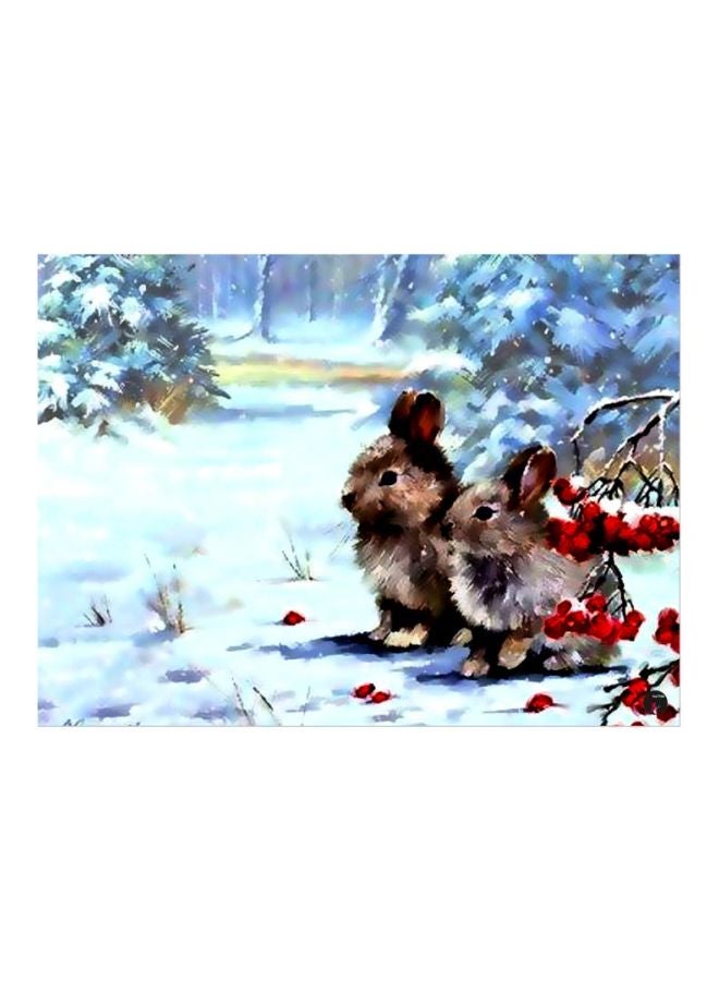 BP Rabbit Themed Metallic Plate White/Brown/Red 20x15cm