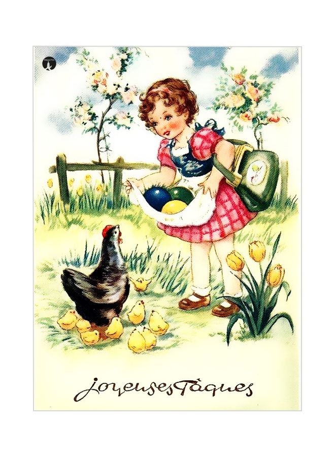 لوح من المعدن بتصميم فتاة أحمر/بيج/أخضر 20x15سم