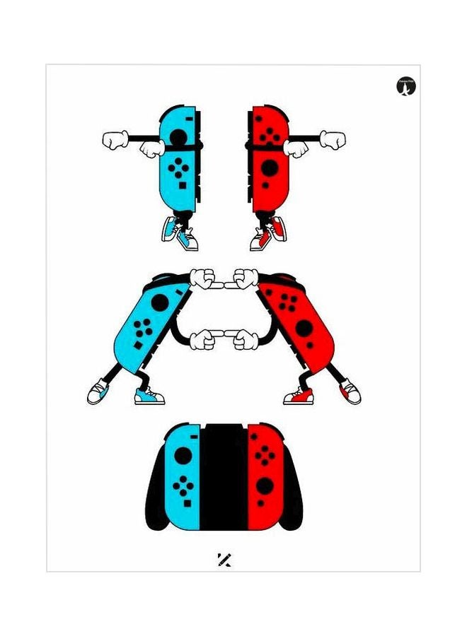 Joystick Themed Metallic Plate Blue/Red/Black 20x15cm
