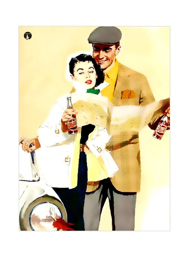 BP Couple Themed Metallic Plate Beige/Grey/Yellow 20x15cm