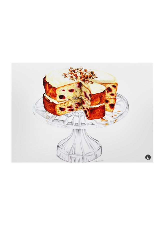 Cake Themed Metallic Plate White/Beige/Brown 20x15cm - v1595867101/N39506771A_1